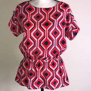 Michael Kors geometric red black and pink blouse